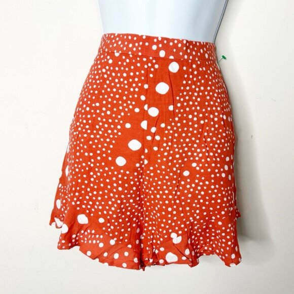Anthropologie Fifth Label Peppers Shorts high rise waist Polka Dots Ruffles Red - Picture 16 of 16
